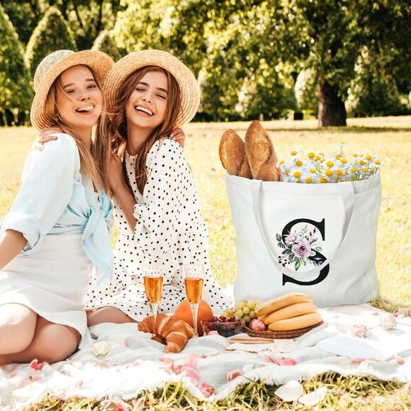 3-Piece Canvas Tote Bag with 2 Makeup Bags -10.6" x 3" x 6" & 7" x 2.5" x 4" - Picture 6 of 7